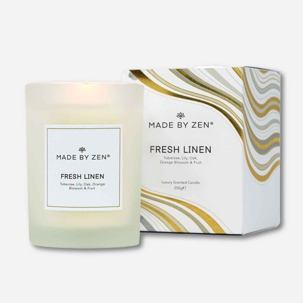 Made by Zen Signature Fragrance Candle Fresh Linen Nouveau Beauty