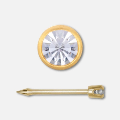 Inverness Nose Piercing Cassette Gold Plated 2mm Regular Post Cubic Zirconia Bezel  Setting Nouveau Beauty