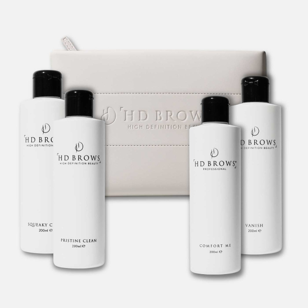 HD Brows ﻿Iconic Bottles Cloud Cosmetic Bag Bundle Nouveau Beauty